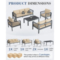 AECOJOY Aluminum Patio Furniture Set, 5 Pieces Outdoor Sectional Sofa Set, Beige
