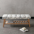 Dayalane Upholstered Storage Bench with Shoe Rack, Linen Fabric Entryway Bench for Living Room, Bedroom and Hallway, Multi Functional Ottoman with Solid Wood Shelf, Beige