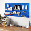 3 Pcs Metal Pegboard Panels w/25 Hooks, Storage Platform & Square Hole, Heavy Duty Pegboard Wall Organizer, Peg Board for Workshop Tool Storage