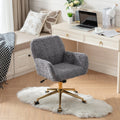 Furniture Office Chair, Artificial Rabbit Hair Makeup Vanity Chair Chair, 360 Comfy Swivel Armchair with Wheels, Modern Height Adjustable Cute Vanity Chair for Living Room Small Spaces Pink