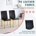 Set of 4 Black PU Leather Backrest Chairs with Gold Metal Legs - A Perfect Pairing, Ideal for Minimalist and Modern Home Decor Styles, with Product Dimensions of 16.2*18.5*34.6 in
