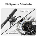 A2660 26 in Mountain Bike, 21 - Speed Disc Brakes, Durable Frame, Front, Rear Dual - Shock Absorption, Unisex for Commuting, Travel, School, Mountain and City Road Cycling