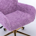 Furniture Office Chair, Artificial Rabbit Hair Makeup Vanity Chair Chair, 360 Comfy Swivel Armchair with Wheels, Modern Height Adjustable Cute Vanity Chair for Living Room Small Spaces Pink