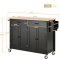 Kitchen Storage Islands&Carts with Solid Wood Top and Locking Wheels, Kitchen Island Cart with 4 Door Cabinet and Two Drawers, Kitchen Cabinets for Kitchen and Dining Room, Green