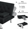 Homfa 66.3'' Upholstered Sofa Bed Couch, Convertible Futon Folding Sleeper Sofa with Removable Armrests and 2 Cupholders for Living Room, Black