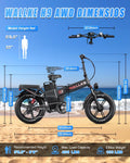 Wallke H9 AWD 3200W Dual Motor Electric Bike for Adult, 82ah 48V Dual Battery Long Range E - Bicycle, 31 - 34MPH Fast Ebike, 20" Fat Tire Offroad Full Suspension Folding, 3mm Aluminum Alloy Frame, UL2849