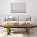 Plank+Beam Farmhouse Coffee Table, 48" Solid Wood Tables for Living Room, Rectangular Center Table