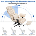 Hoffree Big and Tall Fabric Office Chair 450 lb, Executive Desk Chair with Massage Ergonomic Computer Chair with Footrest Reclining Desk Office Chair with Lumbar Support for Home Office