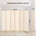 JOSTYLE Room Divider Wall Shoji Screen, 6 Panel Folding Privacy Screen for Room Separation, Japanese Wood Room Divider Screen, 5.9 Ft, Natural