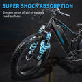 Electric Bike Electric Mountain Bike 500W Ebike26'' Fat Tire Ebike, 28+MPH Adults Ebike with Removable 48V 15ah Battery, Shimano 6 - Speed Black