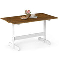Tangkula 55 Inch Dining Table for 4-6 People Rectangular Kitchen Table with Solid Wood Trestle Base