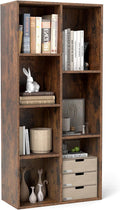 Tangkula 7-Cube Bookcase | Freestanding Storage Organizer with 7 Open Cubbies