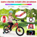 16/18 Inch LED Lighted Kids Bike with Training Wheels, Headlight, Adjustable Seat & Dual Brakes, Children Bicycle for Ages 4-8 Years