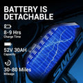 3000W Peak Dual Motor Ebike, 52V 30AH Battery Electric Bike for Adults, 7 - Speed 40MPH AWD Ebike Mountain Snow E - Bike with 26" x 4.0 Fat Tire MTB Hydraulic Disc Brake for Off - Road Snow