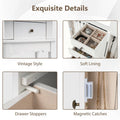 Standing Jewelry Armoire Cabinet with Flip Top Mirror, 4 Drawers, 8 Necklace Hooks & 2 Side Doors, Jewelry Storage Organizer Chest for Bedroom