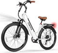 ESKUTE White Electric Bike for Adults - Peak 1500W Brushless Motor, 19MPH, 500W Motor 48v14ah Removable Battery, 26" Step - Thru Cityrun Ebike, 7 - Speed, up 70 Miles, Commuter E - Bike, with NFC Unlock