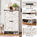 VEANERWOOD Shoes Storage Cabinet with Doors, Farmhouse Shoe Cabinet with 2 Flip Drawers for Entryway, Gray