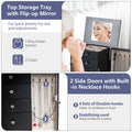 Standing Jewelry Armoire Cabinet with Flip Top Mirror, 4 Drawers, 8 Necklace Hooks & 2 Side Doors, Jewelry Storage Organizer Chest for Bedroom