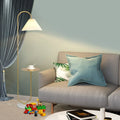 Modern Elegant with Tray Floor Lamp for Office Cafe Den Living Room Bedroom, Foot Switch and Brass/Gold Finish, Light Yellow Pleated Cloth Lampshade