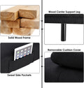 Homfa 66.3'' Upholstered Sofa Bed Couch, Convertible Futon Folding Sleeper Sofa with Removable Armrests and 2 Cupholders for Living Room, Black