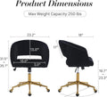 Home Office Swivel Desk Chair, Modern Velvet Vanity Chair, Height Adjustable Armchair with Gold Base, Ergonomic Office Chair for Task Study Computer Room, Beige