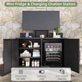 AECOJOY Outdoor Storage Cabinet with TV Mount for 40–85 Inch Tvs, Mobile TV Stand on Wheels