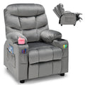 Kids Recliner Chair Adjustable Velvet Lounge Sofa with Cup Holders, 3 Pockets, Retractable Footrest, Toddler Furniture Sofa for Boys Girls Room