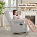 Royalcraft Swivel Nursery Glider Recliner, Comfy Upholstered Glider Chair with Lumbar Pillow and Footrest, Beige