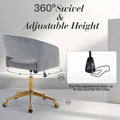 Home Office Swivel Desk Chair, Modern Velvet Vanity Chair, Height Adjustable Armchair with Gold Base, Ergonomic Office Chair for Task Study Computer Room, Beige