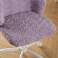 Furniture Office Chair, Artificial Rabbit Hair Makeup Vanity Chair Chair, 360 Comfy Swivel Armchair with Wheels, Modern Height Adjustable Cute Vanity Chair for Living Room Small Spaces Pink