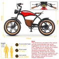 Hidoes B10 Electric Mountain Bike for Men/Woman 1000W Adult Electric Bicycle 20" Fat Tire Off Road E - Bike with Removable Battery up to 28 Mph, Free Shipping, Red