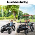 24V 4WD 2-Seater Kids Golf Cart with Sun Shade, Storage Trunk & Remote Control, LED Lights, Electric Ride on Toy Car for Boys Girls Ages 3+