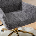 Furniture Office Chair, Artificial Rabbit Hair Makeup Vanity Chair Chair, 360 Comfy Swivel Armchair with Wheels, Modern Height Adjustable Cute Vanity Chair for Living Room Small Spaces Pink