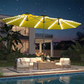 AECOJOY 15ft Patio Double-Sided Umbrella, 156 PCS Solar LED Light Outdoor Large Umbrella, Yellow