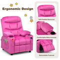Kids Recliner Chair Adjustable Velvet Lounge Sofa with Cup Holders, 3 Pockets, Retractable Footrest, Toddler Furniture Sofa for Boys Girls Room