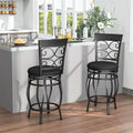 26" Vintage Swivel Bar Stools Set of 2, Counter Height Metal Barstools with Back & Upholstered PU Leather Padded Seat for Pub, Kitchen Island
