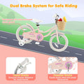 Prorider 16" Kid'S Bike with Training Wheels Adjustable Handlebar Seat Handbrake Pink
