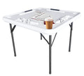 Bene Casa Foldable Domino Table with Built - in Drink Holders, 38" x 38", White