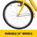VEVOR 24"adult Tricycle 7 - Speed Three Wheel Bike Cruise Bike, Seat Adjustable Trike with Bell, Brake System and Basket Cruiser Bicycles Size for Shopping