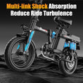AZHAR 1200W Foldable Electric Bike for Adults, 48V 15ah Removable Battery, 14" Ebike, UL 2849