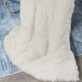 Junovo Super Soft Throw Blanket for Bed, Fluffy Cozy Plush Light Blanket, Washable Warm Furry Throw Blanket for Couch Sofa Chair Home Decor, 50"x60", Cream White