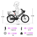20" Kids Bike Girls Bike with Basket Single Speed Steel Frame Children Bicycle for 7 - 10 Years, Pink