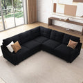 HONBAY Rivet Corner Sofa L - Shaped Sofa Couch Reversible 4 - Seater Couch for Living Room and Apartment, Dark Blue