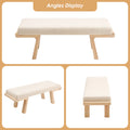 Zesthouse 47.4" Linen Upholstered Bench, Entryway Bench with Solid Wood Legs, Modern Ottoman Bench for Living Bedroom Room, Beige