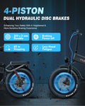 Wallke H9 AWD 3200W Dual Motor Electric Bike for Adult, 82ah 48V Dual Battery Long Range E - Bicycle, 31 - 34MPH Fast Ebike, 20" Fat Tire Offroad Full Suspension Folding, 3mm Aluminum Alloy Frame, UL2849