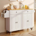 Lofka 52 - Inch Kitchen Island with Storage on Wheels with Wood Drop Leaf, Ideal for Small Kitchens