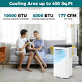 10000 BTU Portable Air Conditioner, 3-in-1 AC Unit, Fan & Dehumidifier with Sleep Mode, 24H Timer & Window Kit for Rooms up to 450 Sq. Ft