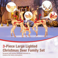 3-Piece Large Lighted Christmas Reindeer Family Set, Light Up Xmas Decorations w/440 LED Lights, Bows, Buck, Doe & Fawn, Pre-Lit Deer Set