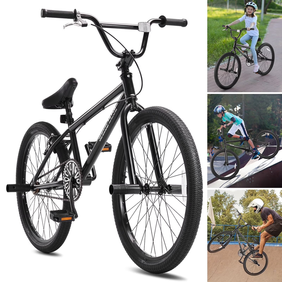 VEVOR BMX Bike, 24 - Inch Wheel Freestyle Bike, BMX Race Bike with 4 Pegs, Beginner - Level BMX to Advanced Riders, BMX Bicycles for Teen Adult Men Women, Durable Hi - Ten Steel Frame, Easy to Assemble