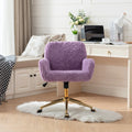 Furniture Office Chair, Artificial Rabbit Hair Makeup Vanity Chair Chair, 360 Comfy Swivel Armchair with Wheels, Modern Height Adjustable Cute Vanity Chair for Living Room Small Spaces Pink